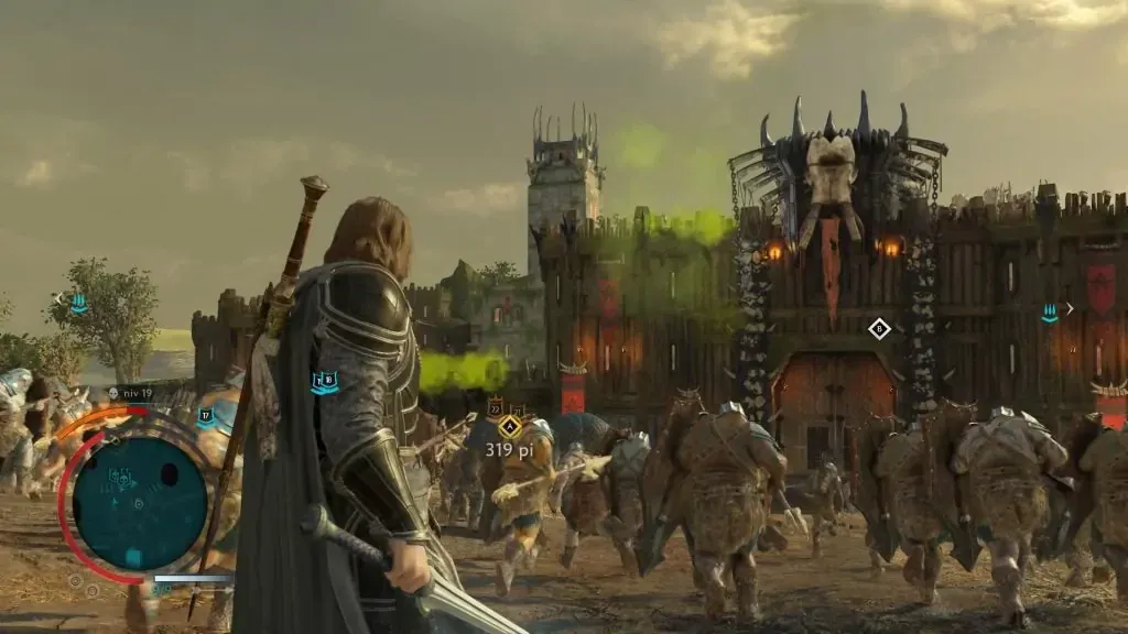 Talion face à une armée d’orques qui assiège une forteresse, capture de L’Ombre de la Guerre