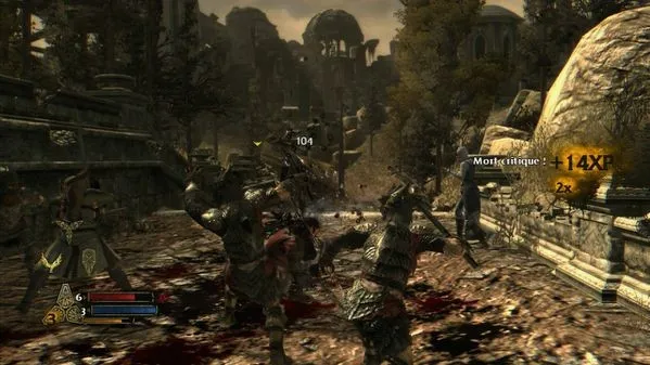Mêlée sanglante entre guerriers en armure dans des ruines, capture de La Guerre du Nord