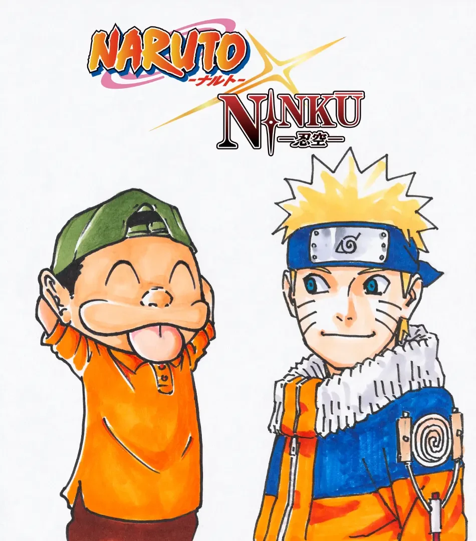 Illustrations dédicacées de Masashi Kishimoto et Kōji Kiriyama accompagnant leurs messages