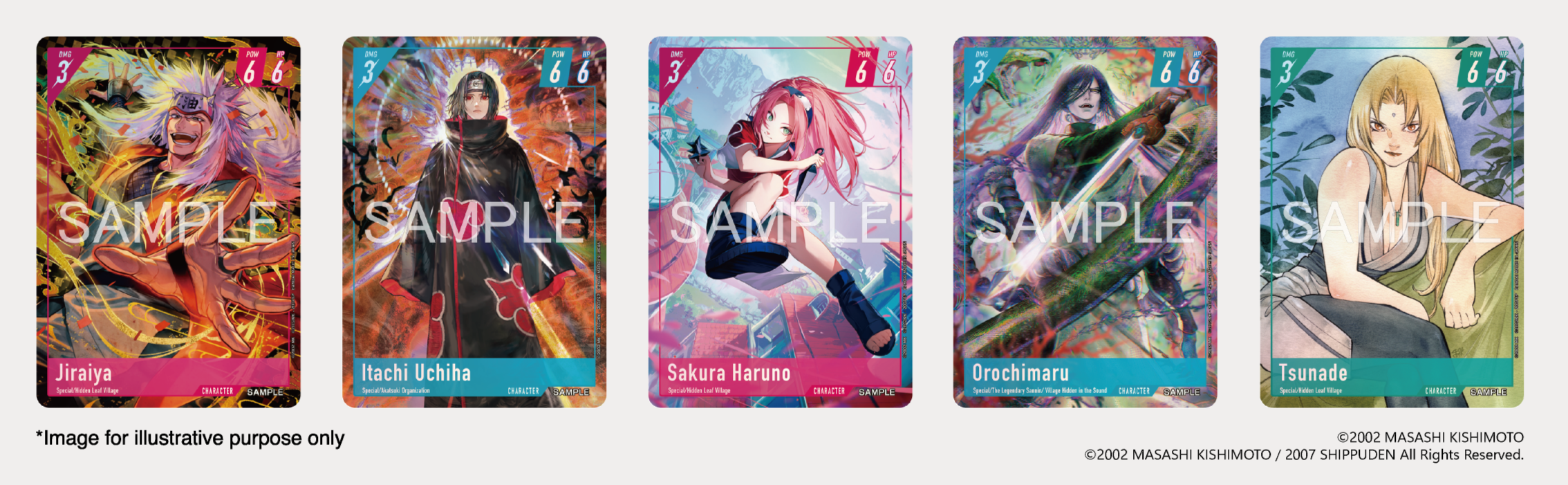 Exemples de cartes du Naruto Card Game