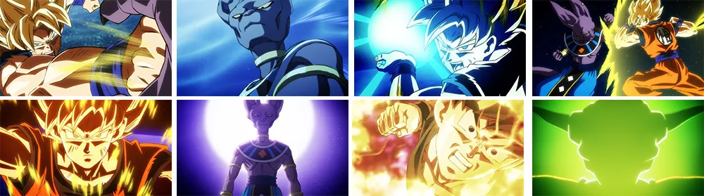 Image officielle de la bande-annonce Super Gekitou de Dragon Ball Super: Beerus, affrontement entre Goku et Beerus