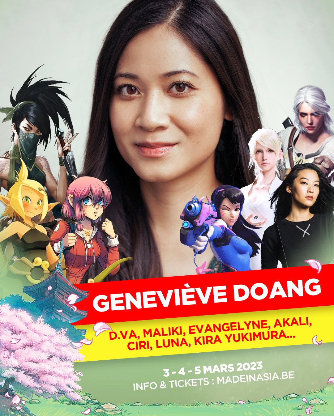 Affiche d’invitée de la Made in Asia 2023&nbsp;: Geneviève Doang, voix de D.Va, Ciri ou Akali