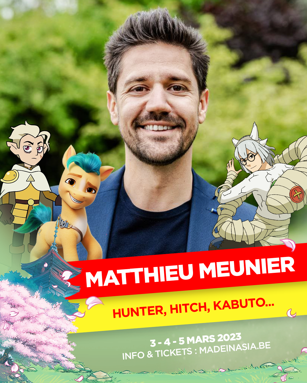Affiche d’invité de la Made in Asia 2023&nbsp;: Matthieu Meunier, voix de Hunter, Hitch et Kabuto