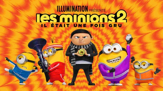Affiche des Minions 2&nbsp;: Il était une fois Gru, le jeune Gru entouré de quatre Minions