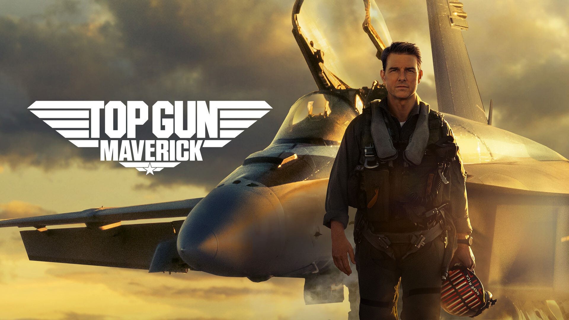 Affiche de Top Gun&nbsp;: Maverick, Tom Cruise en combinaison de vol devant un avion de chasse