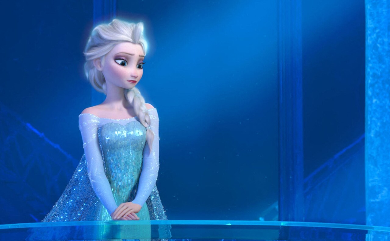 Elsa, en robe de glace, dans La Reine des neiges