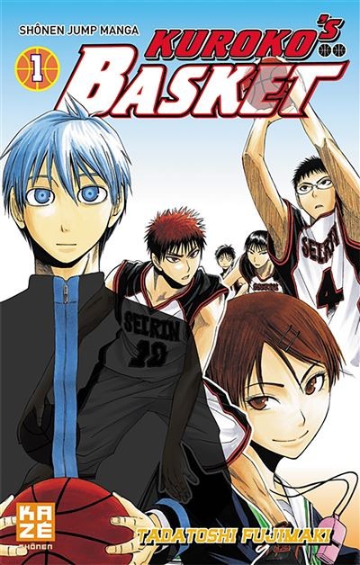 Couverture du tome 1 de Kuroko’s Basket chez Kazé&nbsp;: Kuroko, Kagami et l’équipe de Seirin
