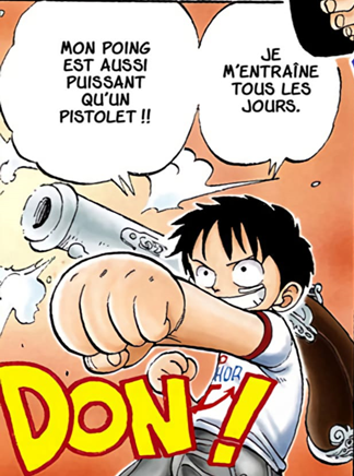 Case du chapitre 1 de One Piece&nbsp;: Luffy enfant affirme que son poing est aussi puissant qu’un pistolet