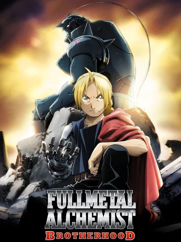 Affiche de Fullmetal Alchemist: Brotherhood&nbsp;: Edward assis devant l’armure d’Alphonse