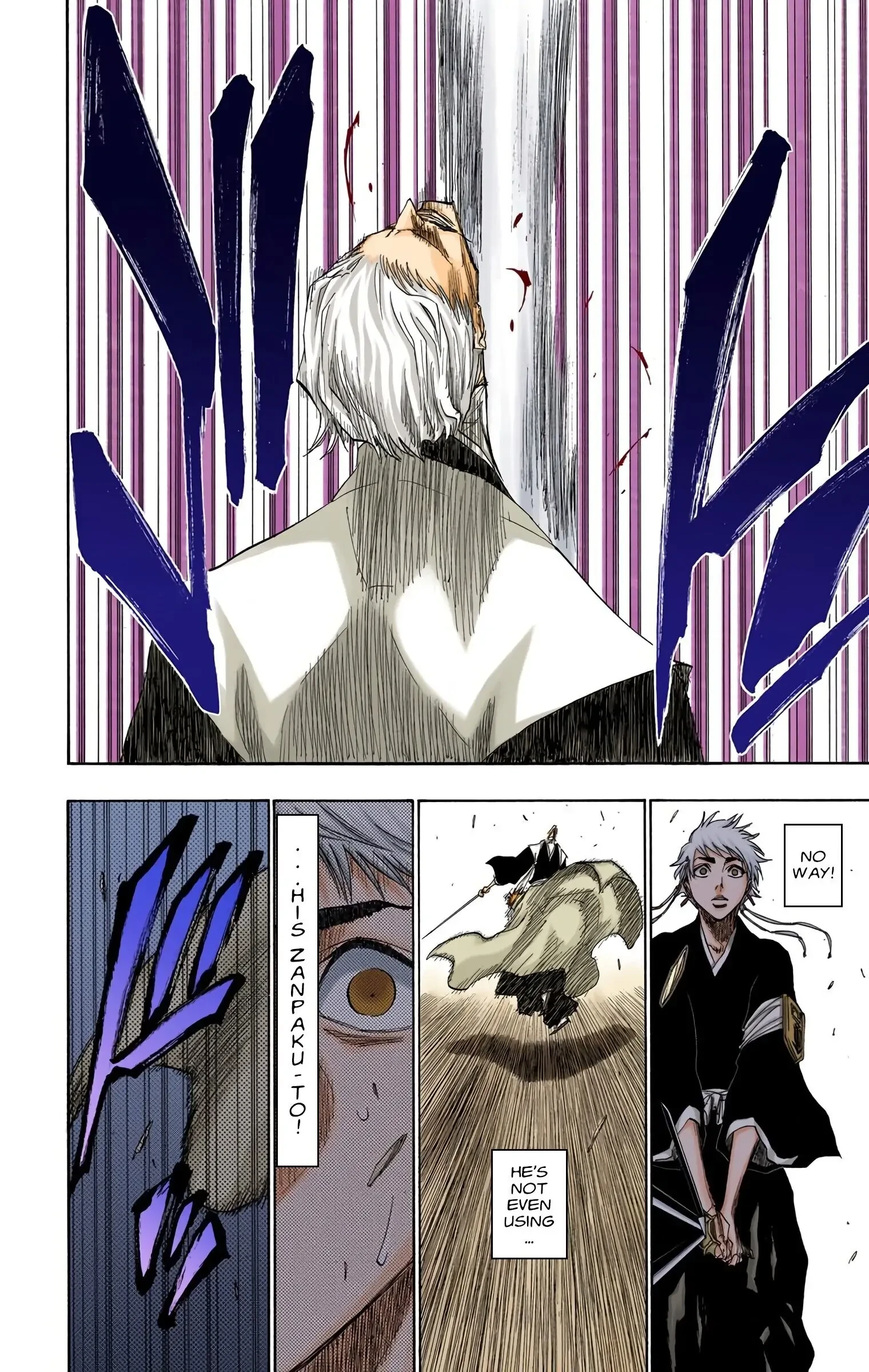 Planche couleur de Bleach&nbsp;: Sasakibe vaincu d’un seul coup par Ichigo