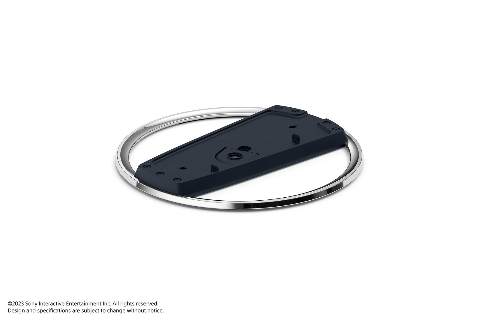 Nouveau support vertical de la PS5 Slim&nbsp;: plaque noire sur un anneau chromé