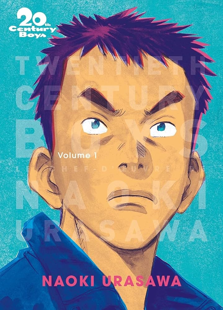 Couverture du volume 1 de 20th Century Boys de Naoki Urasawa sur fond turquoise