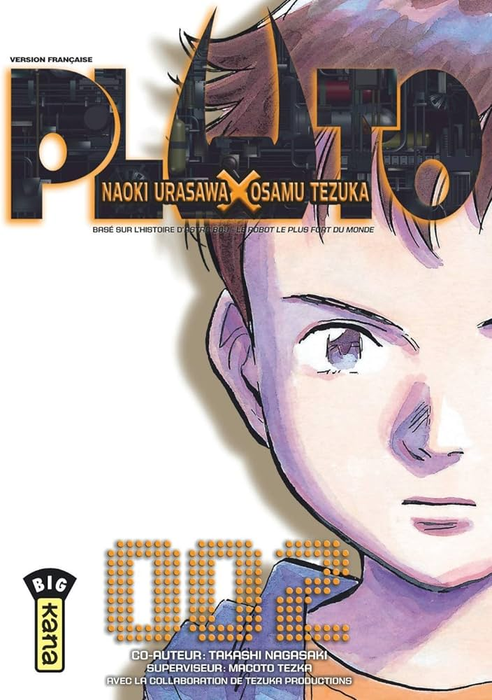 Couverture du tome 2 du manga Pluto chez Kana, avec le visage d’Atom