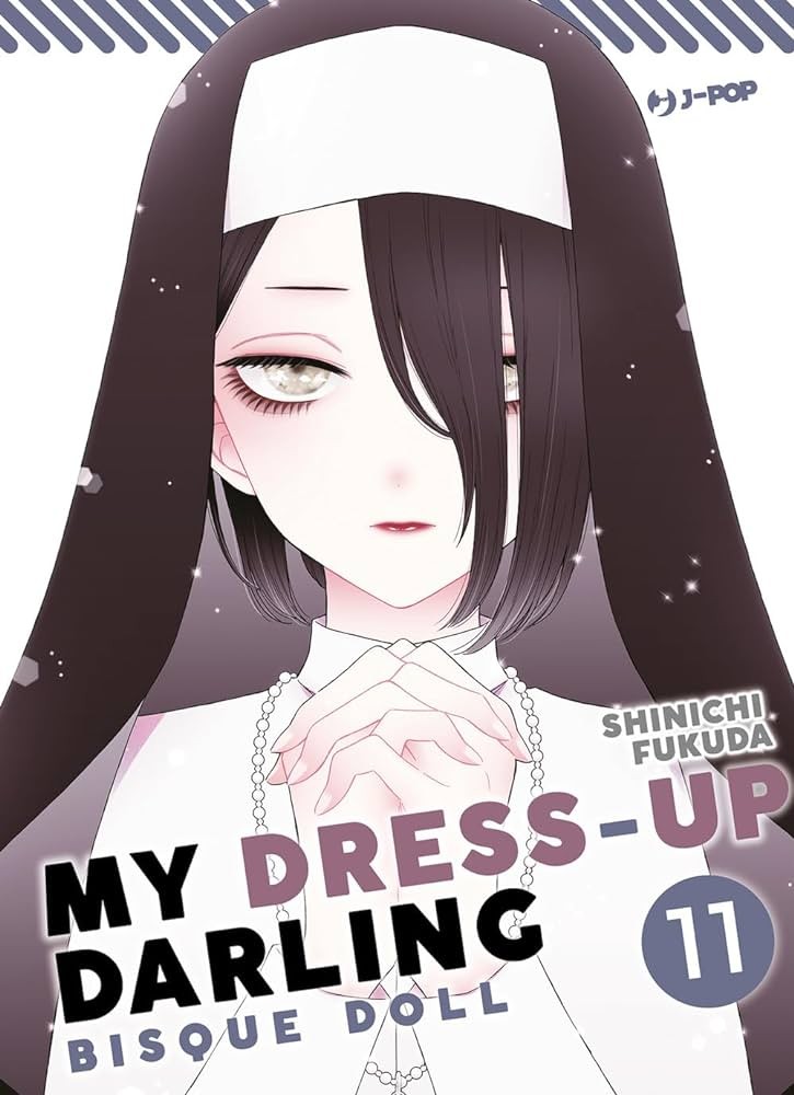 Couverture du tome 11 de My Dress-Up Darling&nbsp;: une jeune femme en habit de religieuse, mains jointes