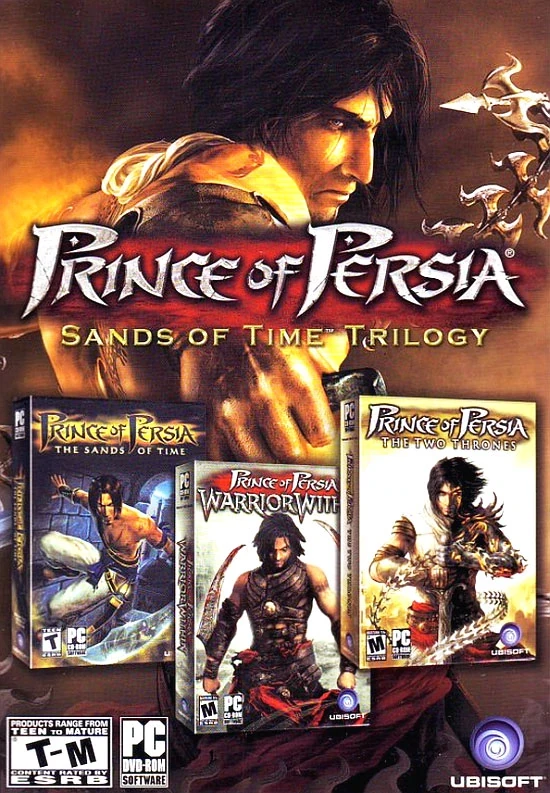 Jaquette PC de la trilogie Sables du Temps avec les boîtes des trois jeux