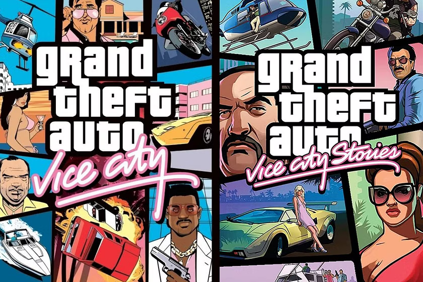 Jaquettes de Grand Theft Auto: Vice City et de Vice City Stories côte à côte