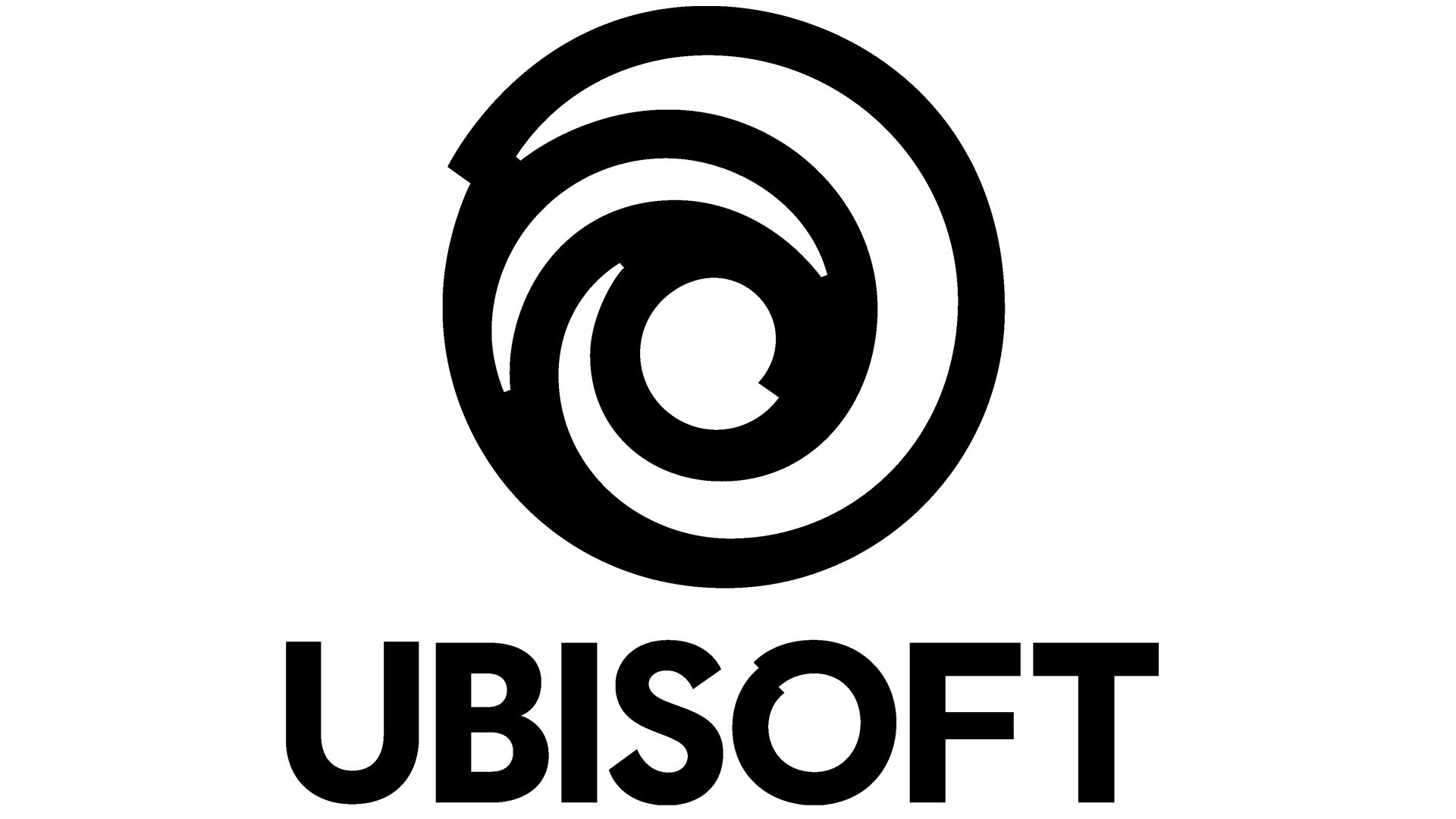 Logo d’Ubisoft en noir sur fond blanc