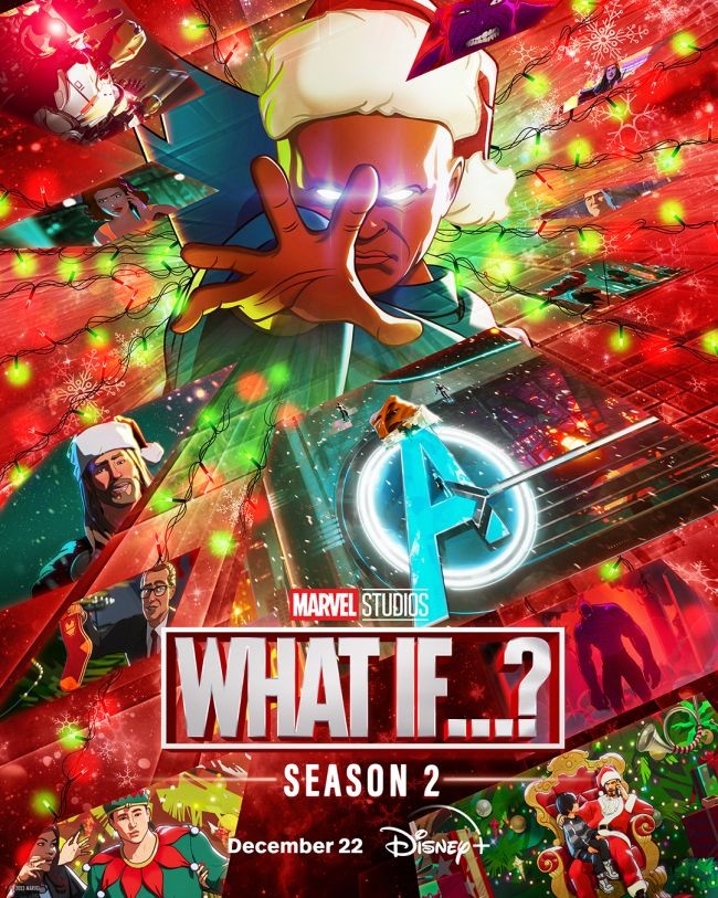 Affiche de Noël de What If…? saison 2, annonçant une diffusion le 22 décembre sur Disney+