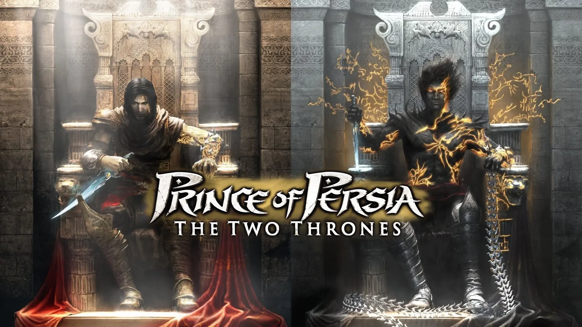 Visuel de The Two Thrones&nbsp;: le prince et le dark prince assis chacun sur un trône