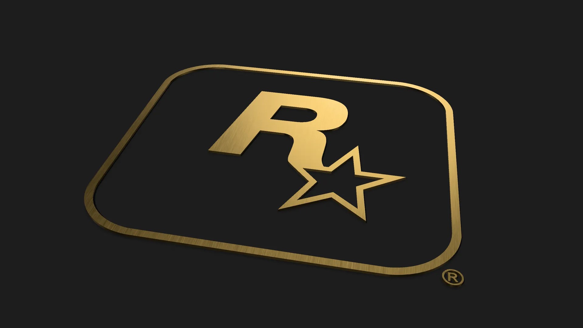 Logo de Rockstar Games doré sur fond noir