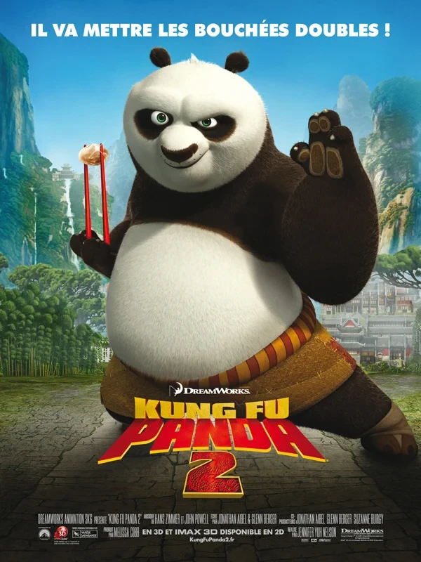 Affiche française de Kung Fu Panda 2&nbsp;: Po en garde, des baguettes à la main