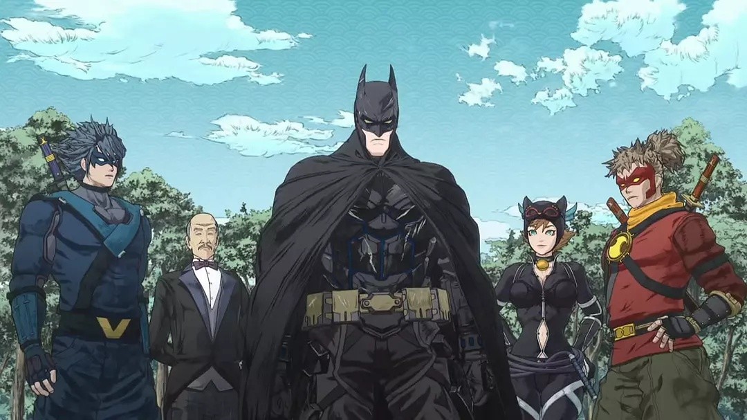 Batman entouré de ses alliés dans le film d’animation Batman Ninja