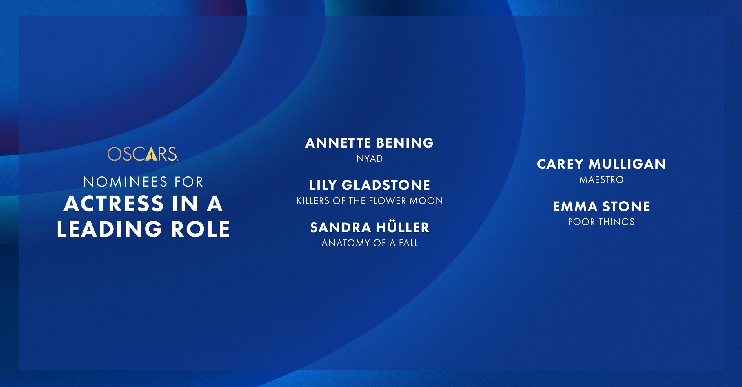 Liste des nommées à l’Oscar de la meilleure actrice 2024, sans Margot Robbie
