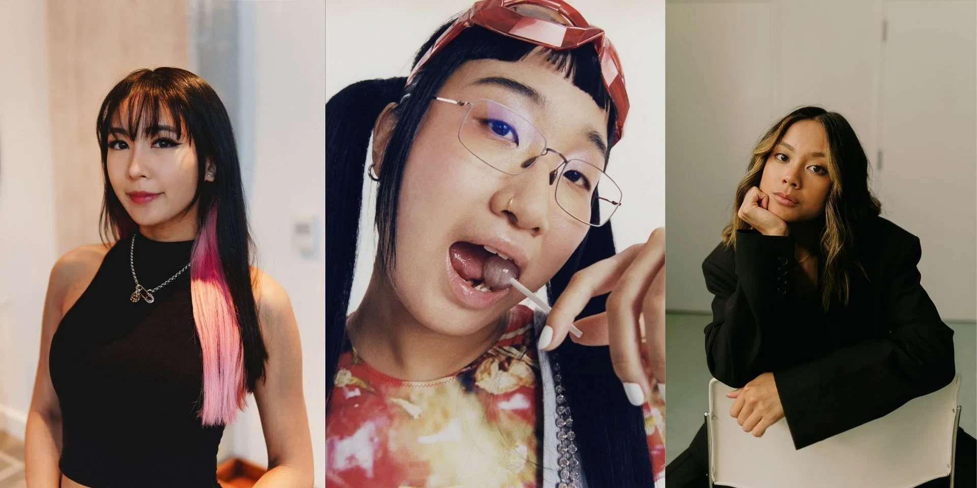 Portraits de Lena Lemon, Yaeji et Ylona Garcia, invitées de la cérémonie