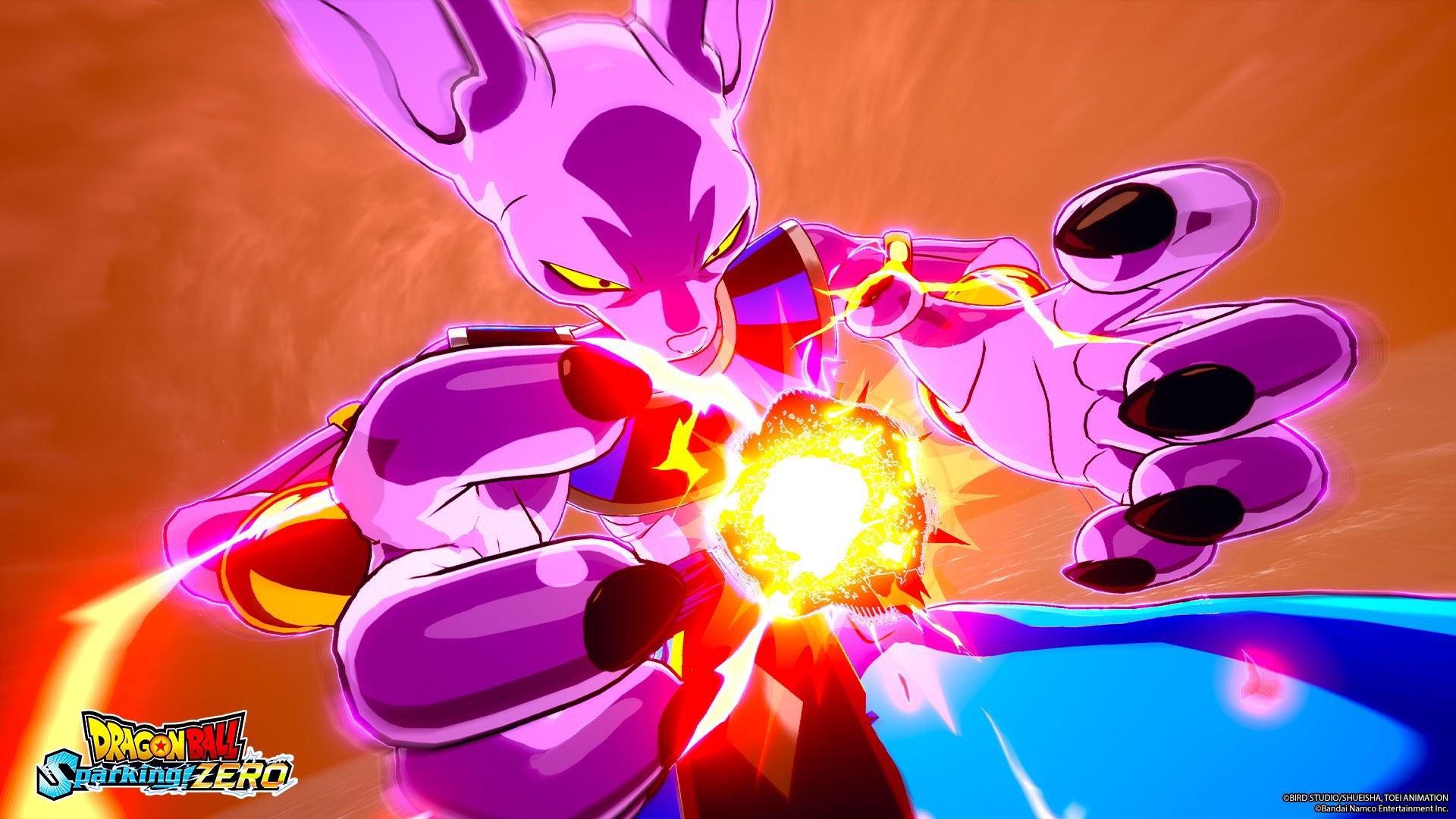 Beerus, le dieu de la destruction, concentre une boule d’énergie entre ses mains