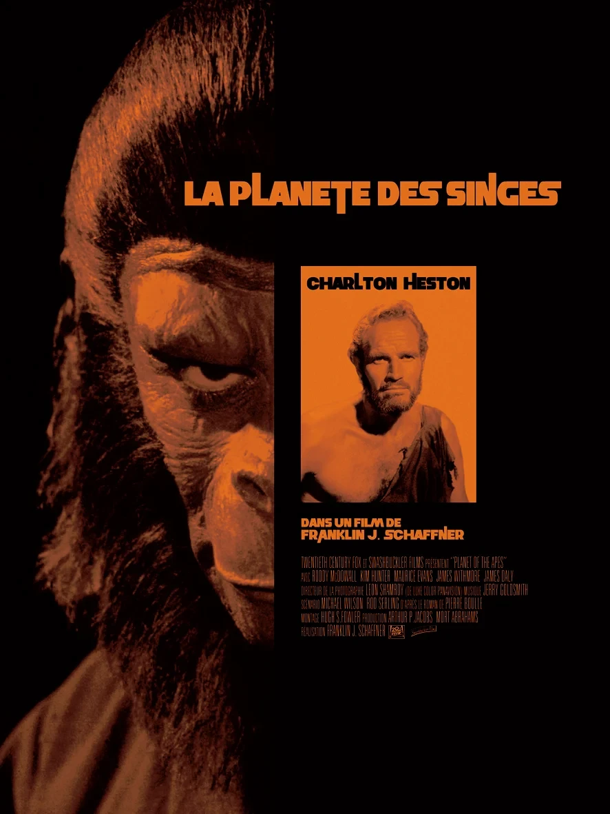 Affiche de La Planète des singes (1968) avec Charlton Heston, réalisé par Franklin J. Schaffner