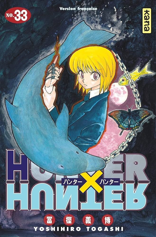 Couverture du tome 33 de Hunter x Hunter chez Kana&nbsp;: Kurapika, une baleine et une chaîne