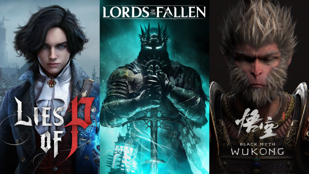 Visuels de Lies of P, Lords of the Fallen et Black Myth: Wukong côte à côte