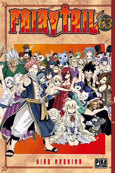 Couverture du tome 63 de Fairy Tail chez Pika&nbsp;: Natsu et les membres de la guilde