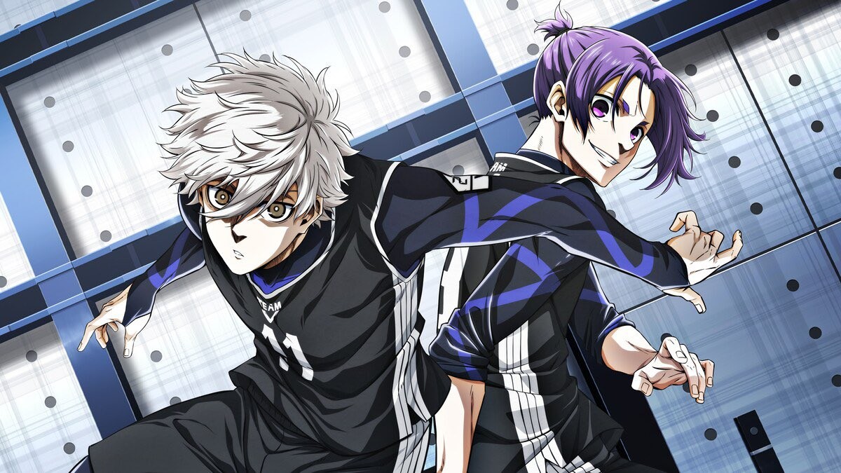 Visuel de Blue Lock: Episode Nagi&nbsp;: Nagi et Reo en maillot noir, dos à dos