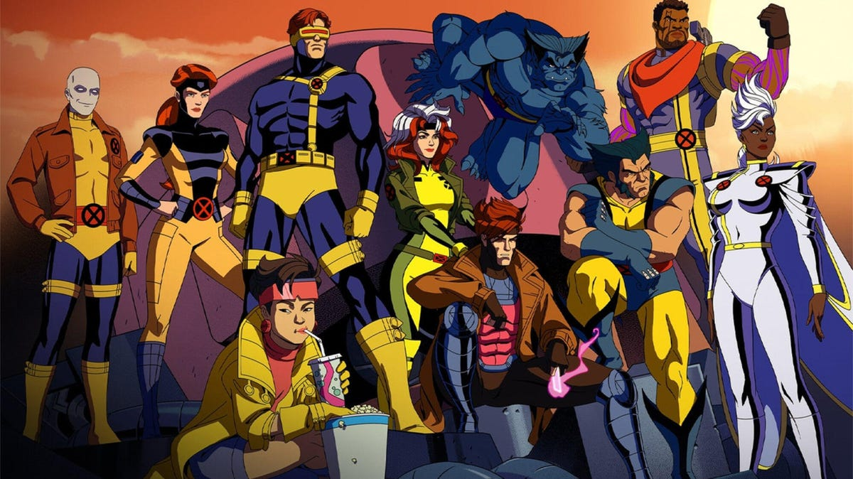 Visuel de X-Men ’97&nbsp;: l’équipe des X-Men au complet en costumes jaunes et bleus