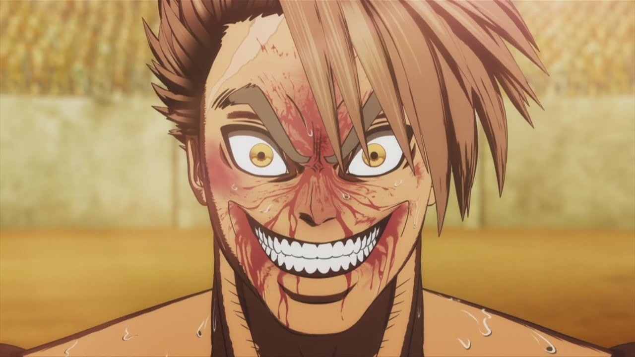 Combattant de Kengan Ashura au visage ensanglanté et au sourire carnassier