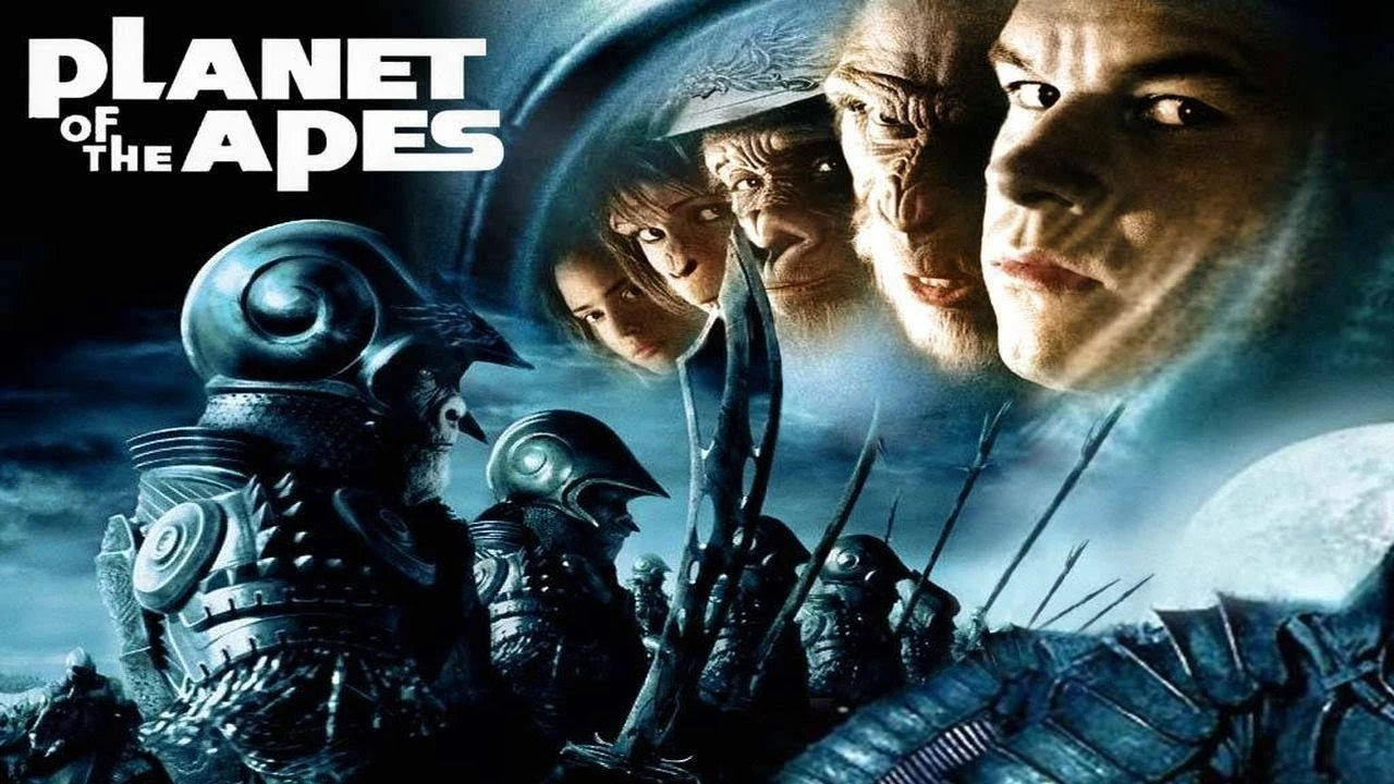 Visuel du Planet of the Apes de Tim Burton (2001)&nbsp;: singes en armure et personnages humains