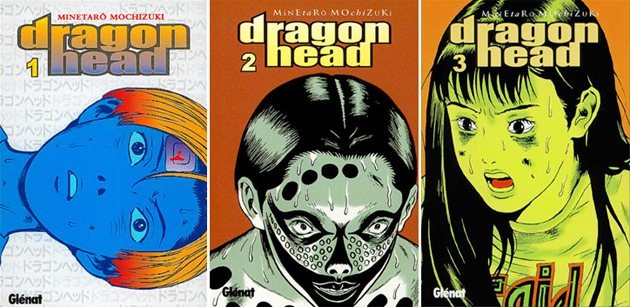 Couvertures des tomes 1 à 3 de Dragon Head de Minetarō Mochizuki chez Glénat
