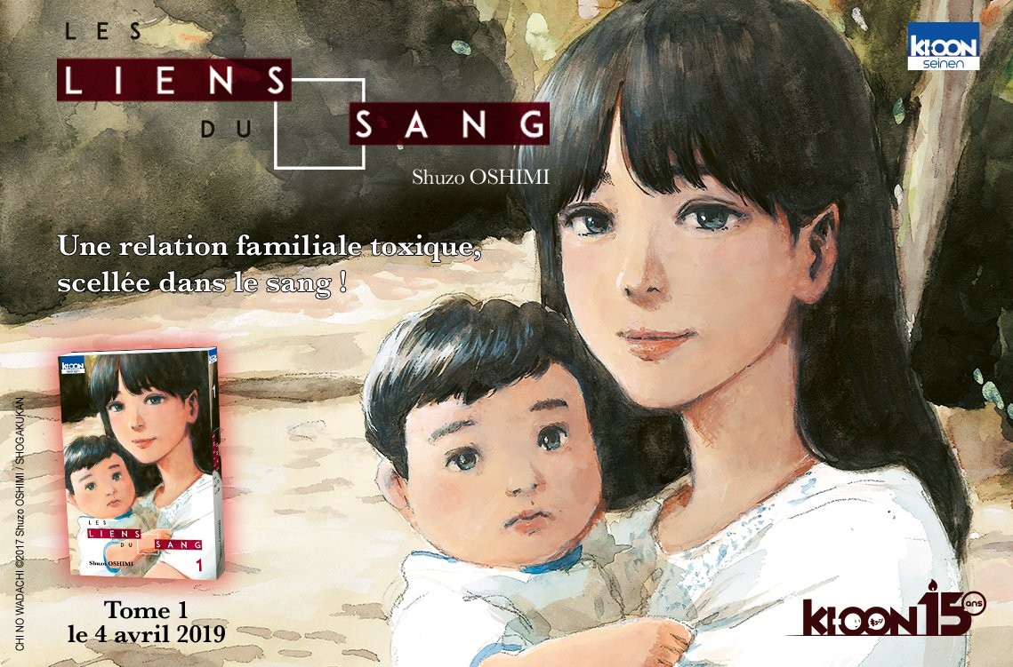 Visuel Ki-oon des Liens du sang de Shūzō Oshimi&nbsp;: une mère tient son enfant dans ses bras